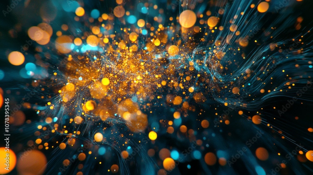 Poster a colorful, abstract image with many small, bright dots