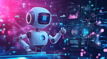 Teacher integrating AI tools to analyze student performance, smart dashboards offering insights for tailored instruction."