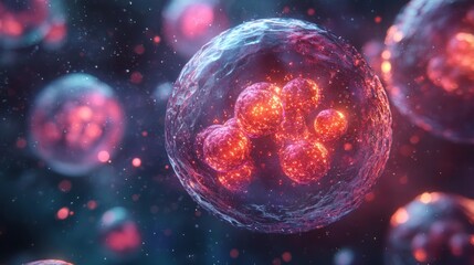 Naklejka premium A scientific depiction of stem cell differentiation, showing the process by which stem cells develop into specialized cells.