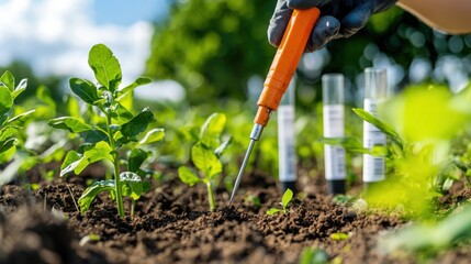 Explore soil sampling techniques in a fertile green field