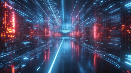 Fototapeta premium A futuristic educational setting where quantum computing is integrated into learning, preparing students for the future of technology.