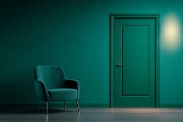 Dimly lit room with cracked door light, depicting escape and sorrow Use a muted color palette 