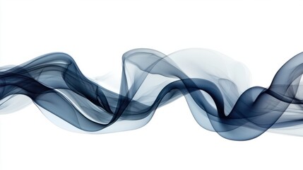 Obraz premium Elegant, thin black smoke trails twisting, creating an abstract, moody effect, isolated on white