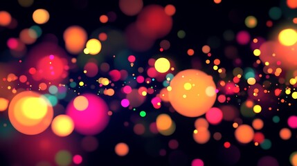 Vibrant glowing dots scattered in a digital space forming abstract geometric shapes.