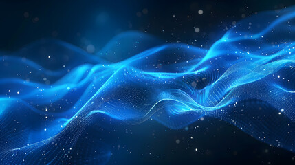 Obraz premium Data technology futuristic illustration. Blue wave pattern on a dark background