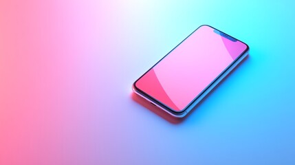 A colorful phone on a blue background.