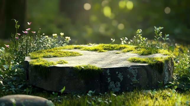 Outdoor nature stone booth poster background