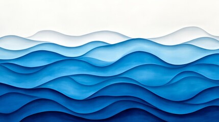Fototapeta premium Floating ocean wave, blue and white palette, calm sea atmosphere 
