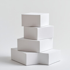 Fototapeta premium Stacked White Boxes in Minimalist Setting
