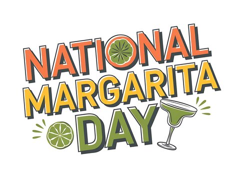Colorful Illustration of National Margarita Day with Lime and Cocktail Glass