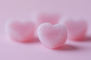 Obraz premium Subtle hearts on a light pink gradient background for a soft touch.