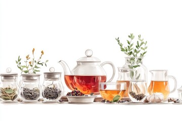 Modern Herbal Tea Set Arrangement