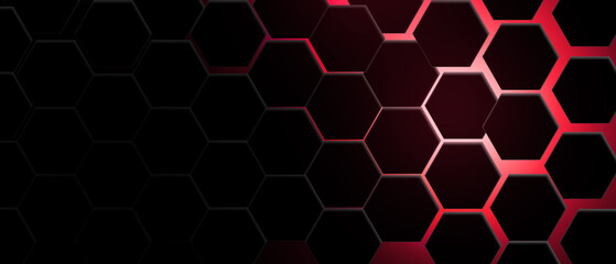 Abstract black and red hexagonal background