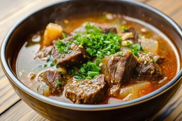 Beef Bone Soup known as Seolleongtang is a Korean dish made with milky beef broth