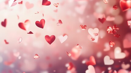 Obraz premium Red and White Heart Petals on Red Background