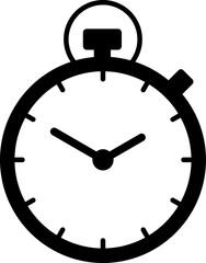 Shortest time stopwatch vector icon black and white.