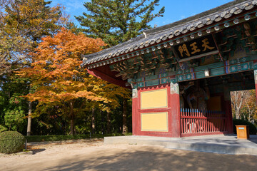 The main gate leading into the temple of Bulguksa Temple in Gyeongju, Korea