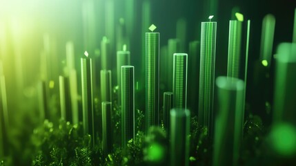 Fototapeta premium 3D rendering of green computer virus or corrupted binary data in dark forest background