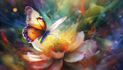 Watercolor depicting a butterfly flight