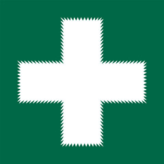 Obraz premium Zigzag Edge White Cross Green Frame