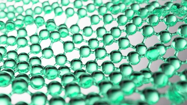 Turquoise cosmetic serum with liquid bubbles in a 3D abstract background. Hydrating essence gel enriched with collagen molecules. Moisturizing cream or oil for advanced skincare, beauty.