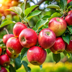 Obraz premium closeup shot of delicious fresh apples growing