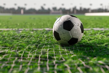 Fototapeta premium A ball near a goal net.