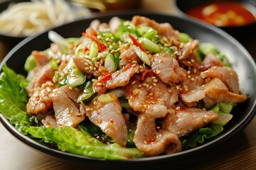 Chilled salad grilled pig s trotters roasted pork open flame small wrapped pork simmered pork garlic noodle platter