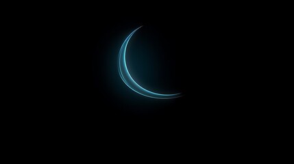 A Blue Crescent Moon Glowing Against a Black Background