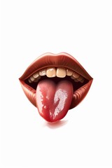 Digital artwork of open mouth with red tongue sticking out.