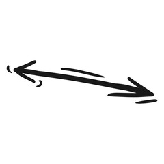 Simple black arrow drawing pointing left and right, showcasing directional movement on a plain background