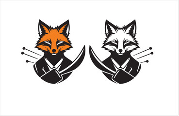 Red fox silhouette art vector illustration