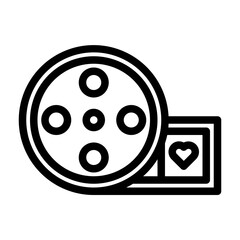 Romantic movie icon in line art. Outline Style