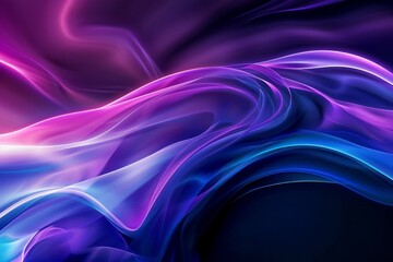 Fototapeta premium A dynamic drapery background with flowing abstract shapes, vibrant gradients of blue and purple, soft lighting creating depth and shadows. Neural network ai generated art