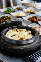 stone pot rice with matsutake mushroom, a Korean cuisine