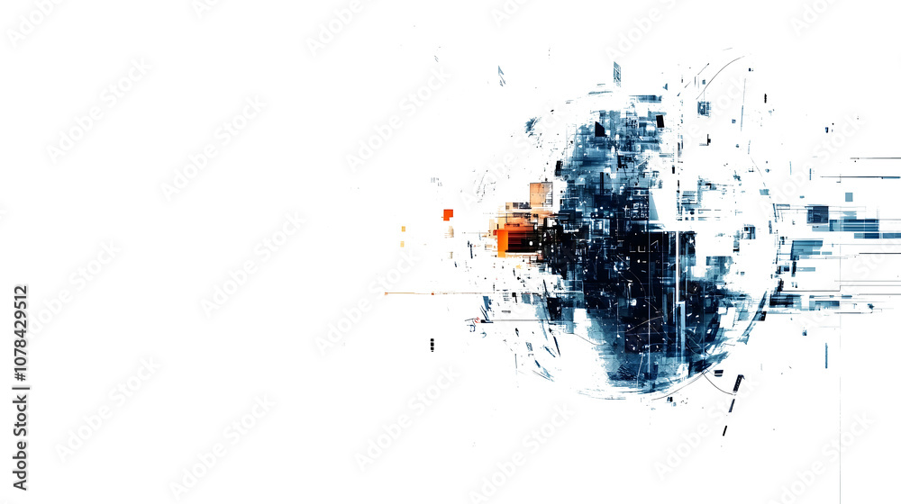 Poster abstract tech: navigating global communication and data analysis in white background - cyber explora