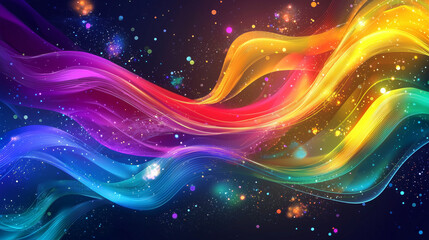 16:9 Aspect Ratio Abstract Background with Glowing Stars