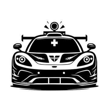 recommend clip art: High-Performance Sports Car Front View Vector – Sleek Black and White Race Car Icon for Automotive Design