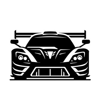 recommend clip art: High-Performance Sports Car Front View Vector – Sleek Black and White Race Car Icon for Automotive Design