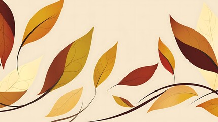 Fototapeta premium Abstract Illustration of Autumn Leaves on a Branch