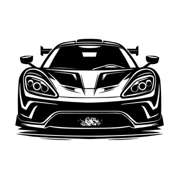 recommend clip art: High-Performance Sports Car Front View Vector – Sleek Black and White Race Car Icon for Automotive Design