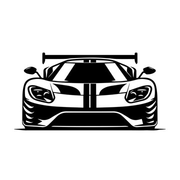 recommend clip art: High-Performance Sports Car Front View Vector – Sleek Black and White Race Car Icon for Automotive Design