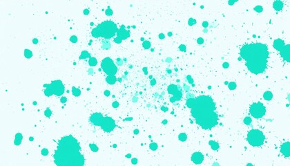 Obraz premium Turquoise paint splatters create an abstract design on a clean white background, offering a vibrant and artistic visual