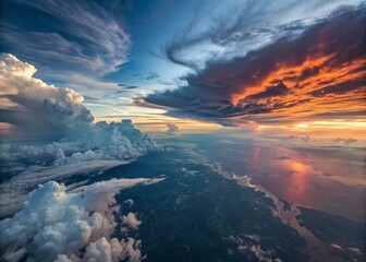 Breathtaking Drone Photography Capturing the Exquisite Layers of Earth's Atmosphere with Dynamic Cloud Patterns and Vibrant Sunsets for Stunning Visuals and Nature Exploration