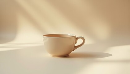 Fototapeta premium Minimalist coffee cup on a light background creating a calm atmosphere for mental clarity