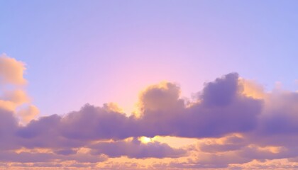 Soft Purple, Pink Cloudscape on Sunset Sky Background. Pastel Colors, Romantic Atmosphere.