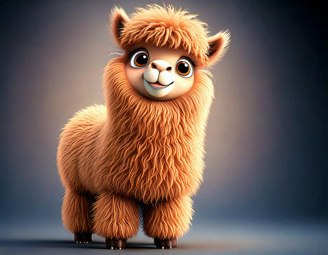 flauschiges Zeichentrick Alpaca mit Glubschaugen / fluffy cartoon alpaca with googly eyes