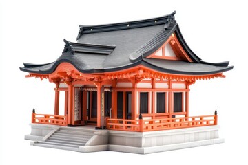 Naklejka premium Fushimi Inari Shrine in Kyoto against a white backdrop