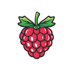 Simple flat 2D icon raspberry isolated on transparent background, vector, flat design, animation design, vector, flat design, animation design, simple flat 2D icon, clipart