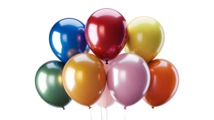 colorful balloons isolated on a transparent background 